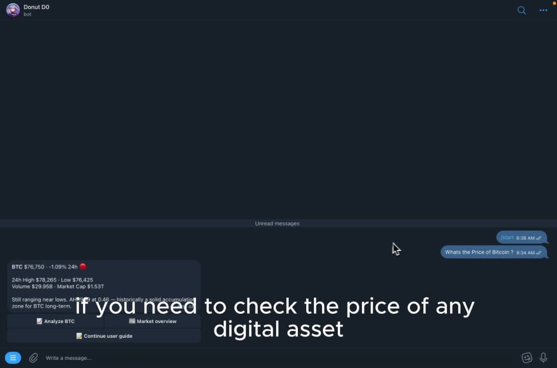 Ask for any token's price and get an instant snapshot.
