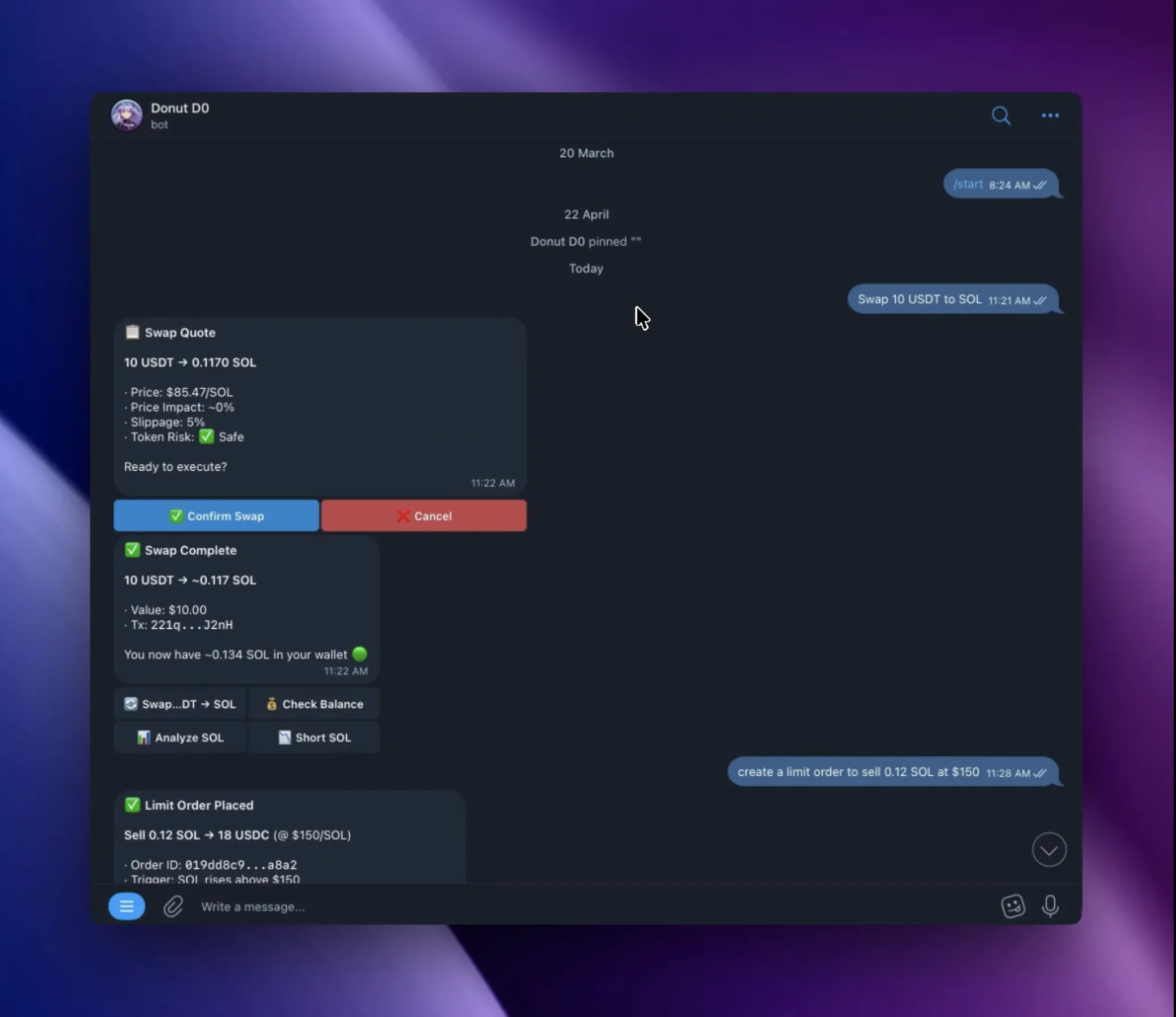 Trading in Telegram